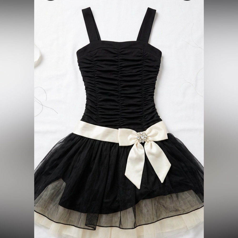 Elegant Black and Cream Kids  Summer Formal Dress